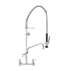 Thumbnail image #1 for Fisher 68071 Stainless Steel Spring Pre-Rinse Add-On Faucet with 6-Inch Swing Spout, 8-Inch Backsplash Mount