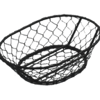 Thumbnail image #1 for American Metalcraft WIR4 Oval Chicken-Wire Metal Serving Basket, 9-1/2 x 6-1/2 x 2-1/2 Inches, Black Case of 48