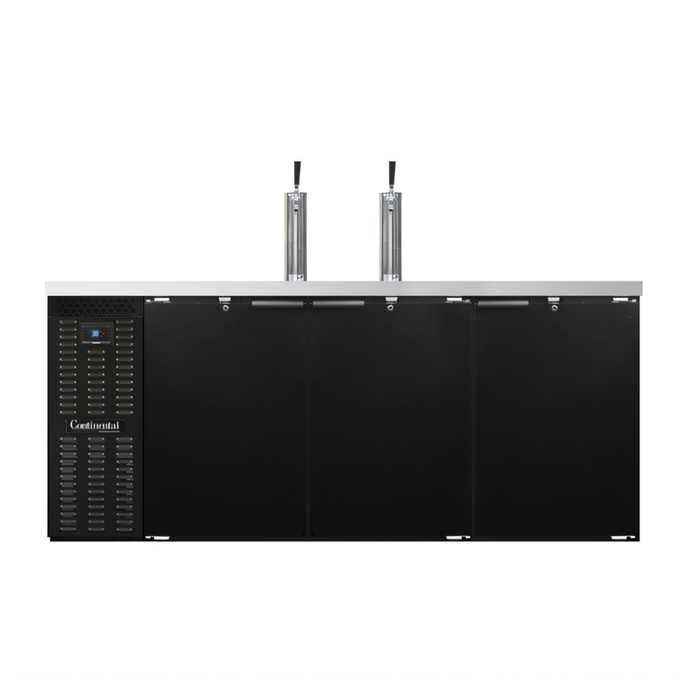 Product image #1 for Continental Refrigerator KC79SN 79" 3-Keg Shallow Depth Black Back Bar Keg Cooler with 2 Columns