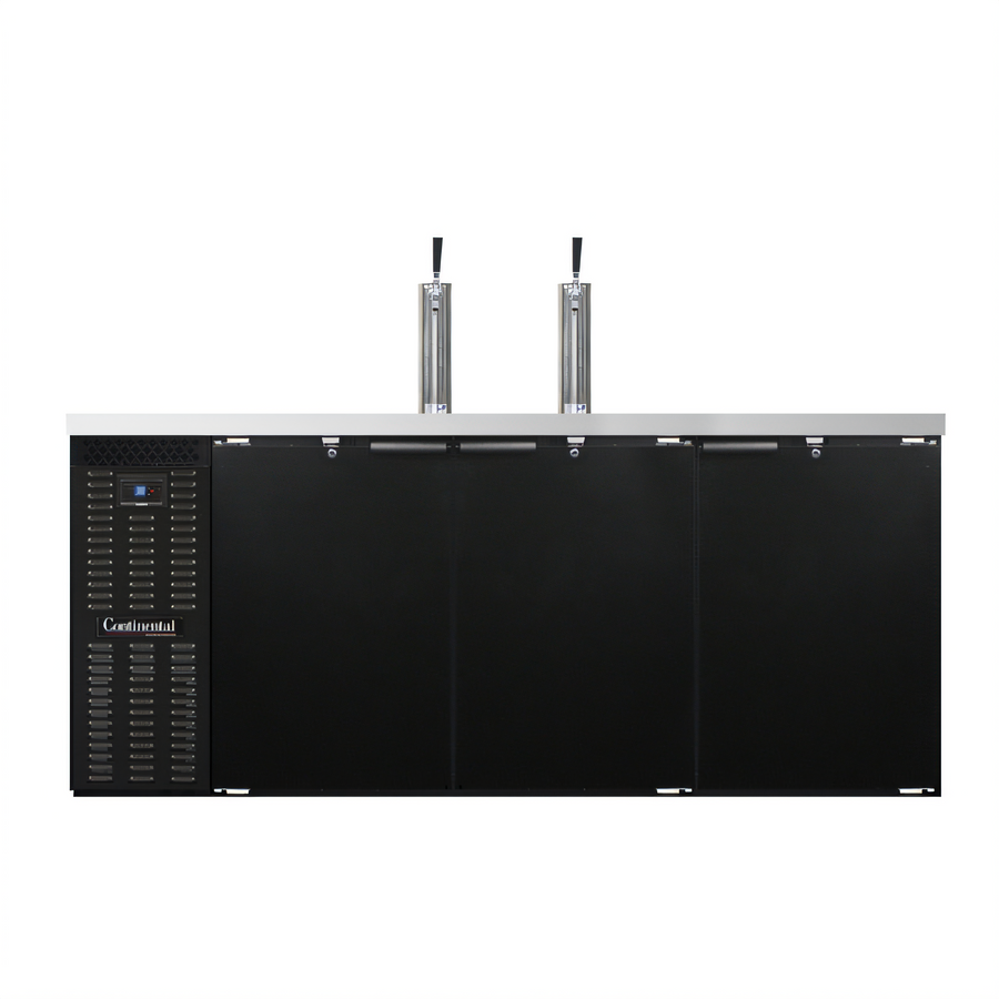 Product image #1 for Continental Refrigerator KC79SN 79" 3-Keg Shallow Depth Black Back Bar Keg Cooler with 2 Columns
