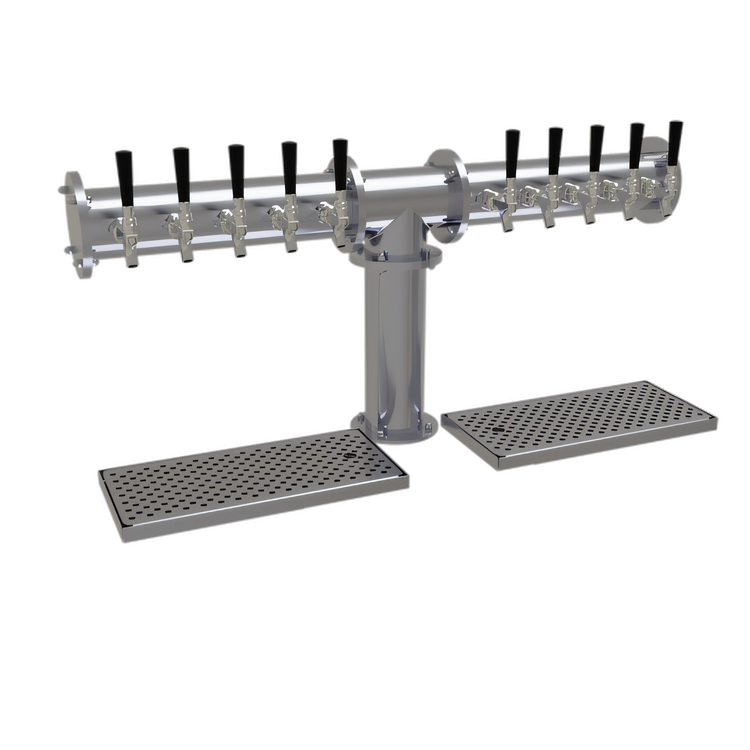 Product image #1 for 10-Faucet Countertop Pipe Tee Draft Dispensing Tower, Air-Cooled, Stainless Steel