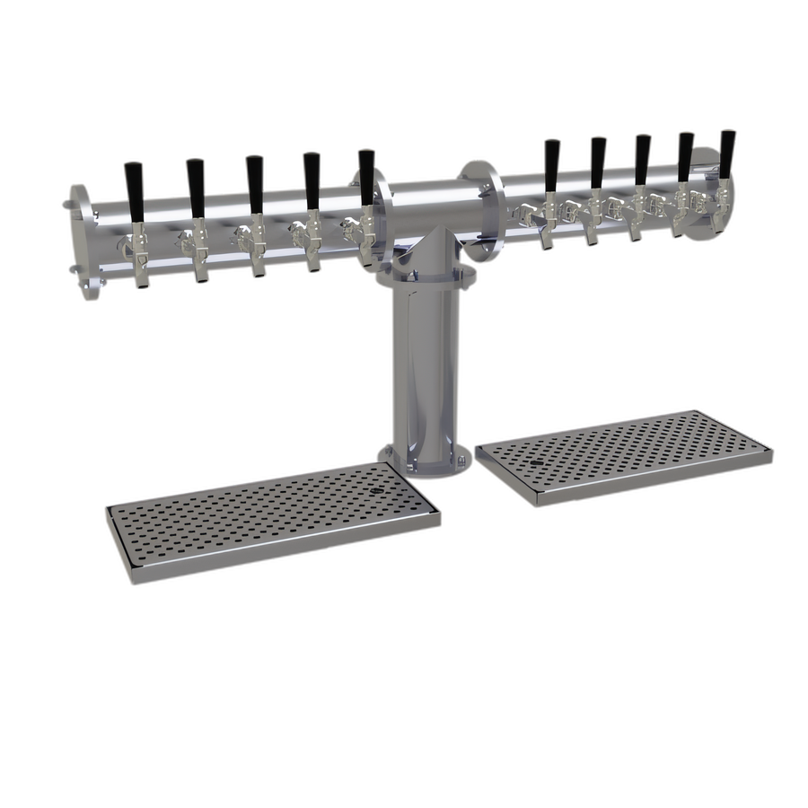 Product image #1 for 10-Faucet Countertop Pipe Tee Draft Dispensing Tower, Air-Cooled, Stainless Steel