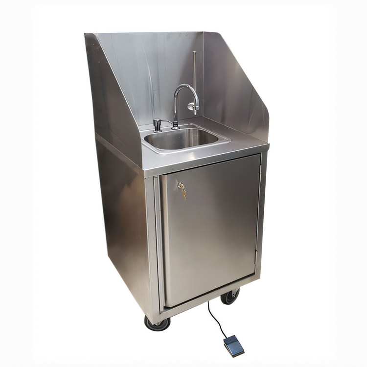 Product image #1 for BK Resources Mobile Self-Contained Cold Water Hand Wash Sink with 12 x 10 x 5-3/4 Bowl, Foot Switch, and Tanks