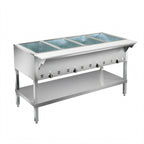 Thumbnail image #1 for Klinger's Trading HF3H 3-Well Natural Gas Dry-Heat Steam Table, 47-Inch Stainless Steel, Open Shelf Base with Cutting Board