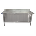 Thumbnail image #1 for Omcan USA 48-Inch x 30-Inch Stainless Steel Enclosed Work Table with Cabinet Base, Sliding Doors, and 4-Inch Backsplash