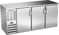 Beverage Air 72-Inch Three-Section Six-Door Open Food Rated Refrigerated Pass-Thru Back Bar Cooler