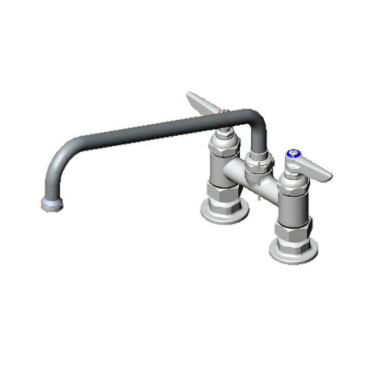 Product image #1 for T&S Brass Double Deck-Mount Pantry Faucet, 4-Inch Centers, 12-Inch Swing Nozzle