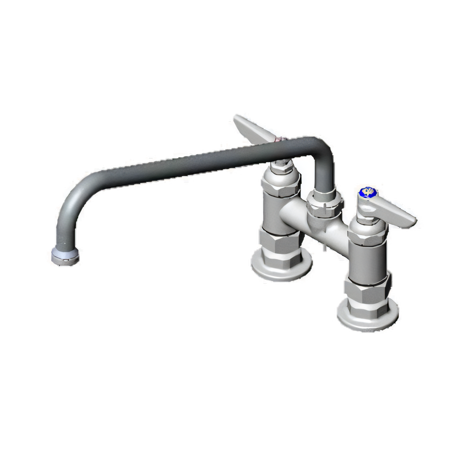 Product image #1 for T&S Brass Double Deck-Mount Pantry Faucet, 4-Inch Centers, 12-Inch Swing Nozzle