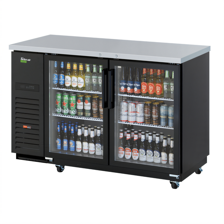 Product image #1 for Turbo Air Super Deluxe 2-Section Glass Door Back Bar Cooler, 19 Cu. Ft.