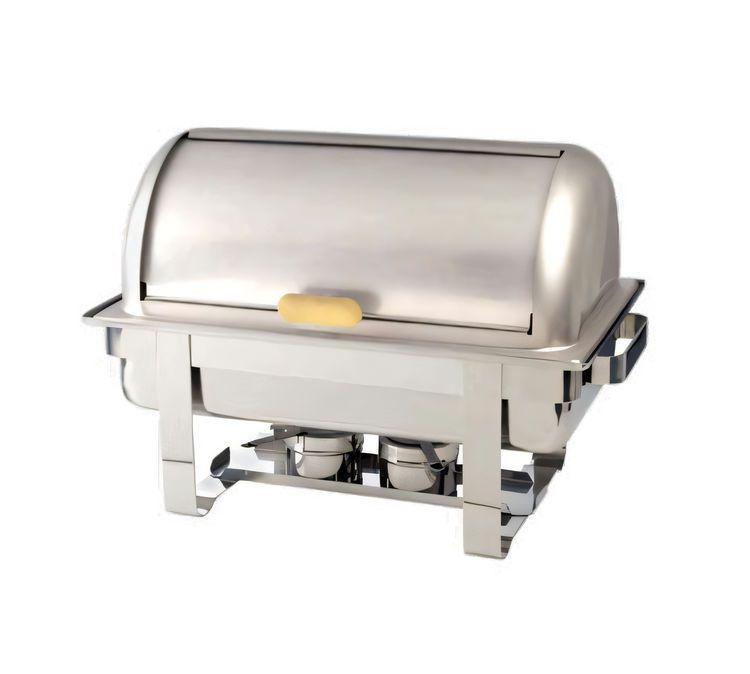 Product image #1 for Grand Prix 8 Qt. Rectangular Stainless Steel Roll Top Chafer with Canned Heat
