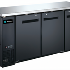Thumbnail image #1 for Hurakan by Equip.me 72-Inch Narrow 3-Door Back Bar Refrigerator, Self-Contained, Black Exterior