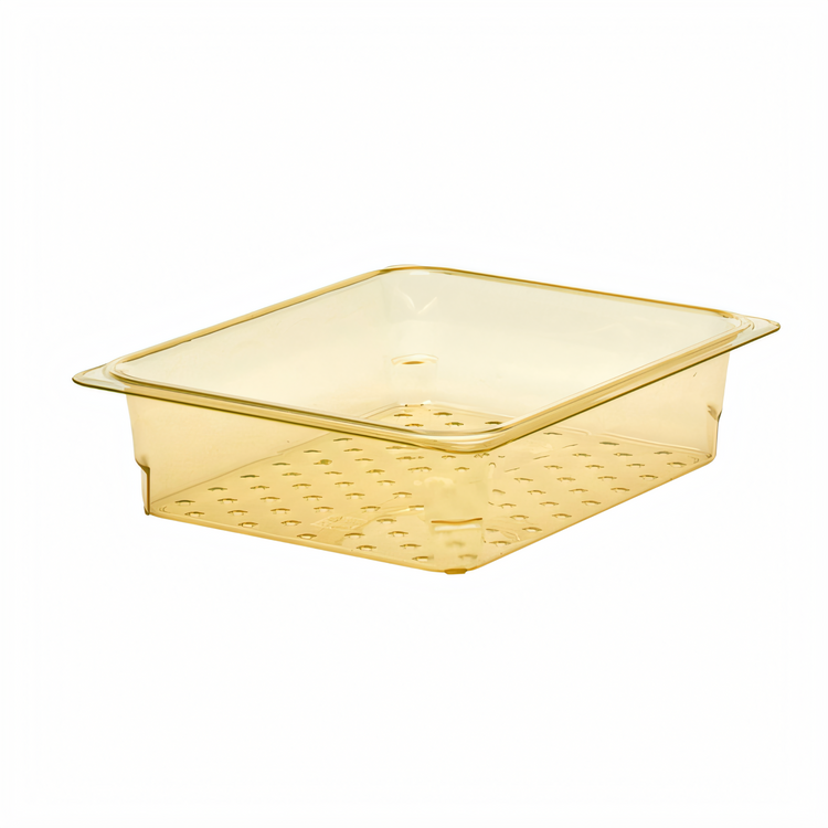 Product image #1 for Cambro H-Pan 1/2 Size High Heat Amber Plastic Colander Pan, 3 Inch Deep