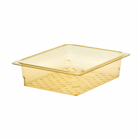 Cambro H-Pan 1/2 Size High Heat Amber Plastic Colander Pan, 3 Inch Deep