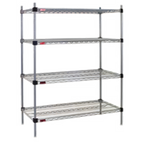 Thumbnail image #1 for Eagle Group Valu-Master F2QA2-74-1848V 4-Tier Stationary Wire Shelving Starter Unit, 48W x 18D x 74H, Gray Epoxy