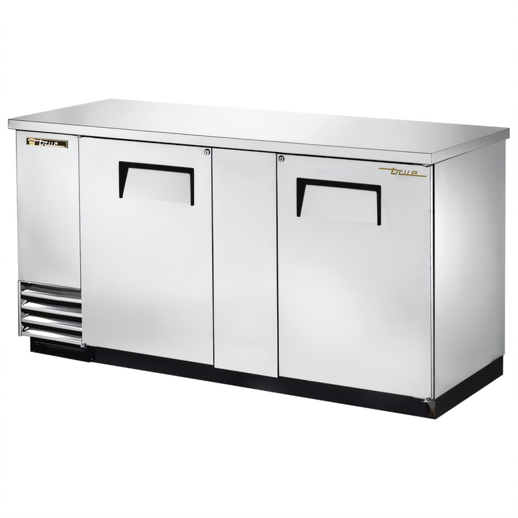 Product image #1 for True TBB-3-S-HC Two-Section Solid Swing Door Back Bar Cooler, 69-1/8 Inch, Left-Side Self-Contained Refrigeration
