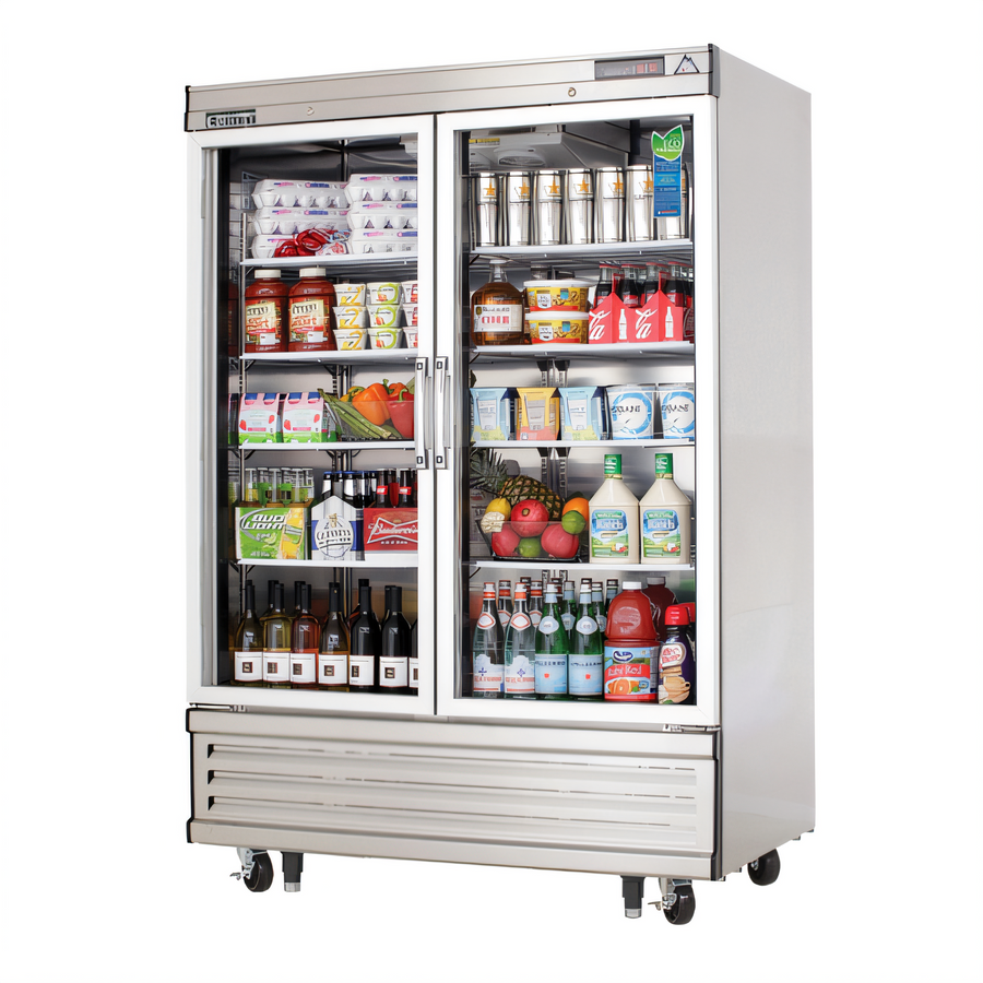 Product image #1 for Everest 2-Section Bottom-Mount Glass Door Reach-In Refrigerator, 50 Cu. Ft., Stainless Steel