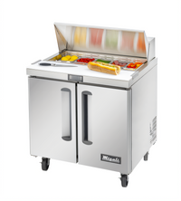 Migali Competitor Series® Single-Section Refrigerated Sandwich Prep Table, 36.3 In. W, 10-Pan, 2-Door, Stainless Steel