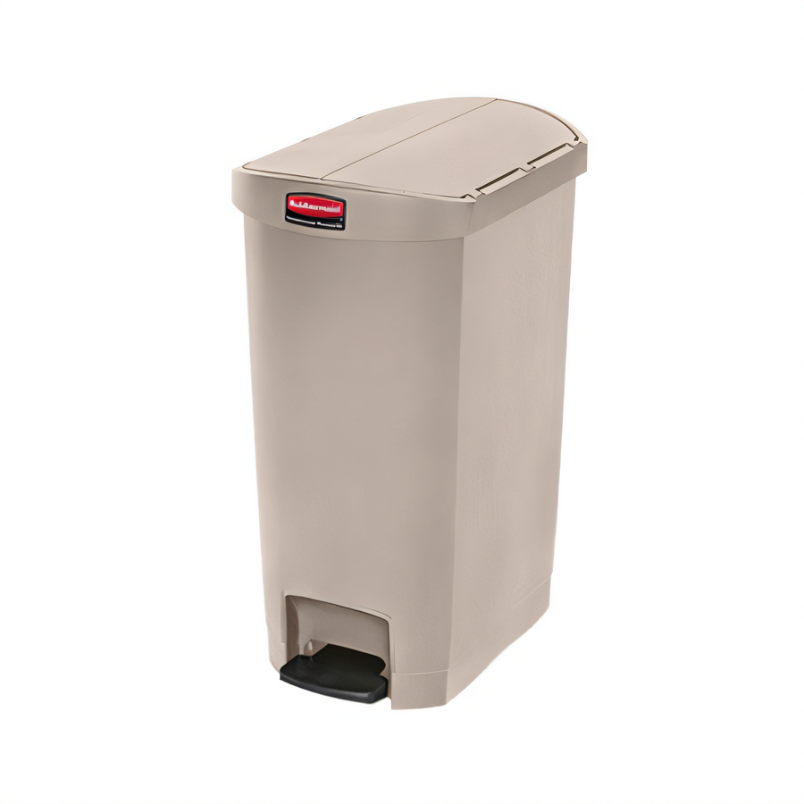 Product image #1 for Rubbermaid Commercial Slim Jim 13-Gallon Beige Resin End Step-On Trash Can with Internal Hinged Lid