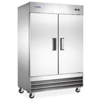 Aurora 54-Inch Wide Two-Section Reach-In Freezer with Solid Hinged Doors, 41.3 Cu. Ft., Stainless Steel, Bottom-Mounted Self-Contained Refrigeration