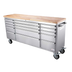 Thumbnail image #1 for Omcan Mobile Stainless Steel Work Bench with Rubberized Wood Top and 15 Locking Drawers, 72 x 22 Inches