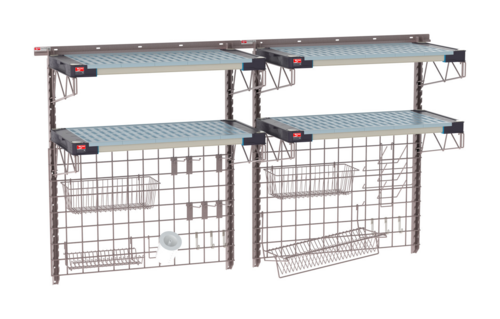 Product image #1 for Metro SmartWall Double-Wide Two-Tier Wall-Mounted Sink Shelf Starter Kit with 4 MetroMax 4 All-Polymer Shelves