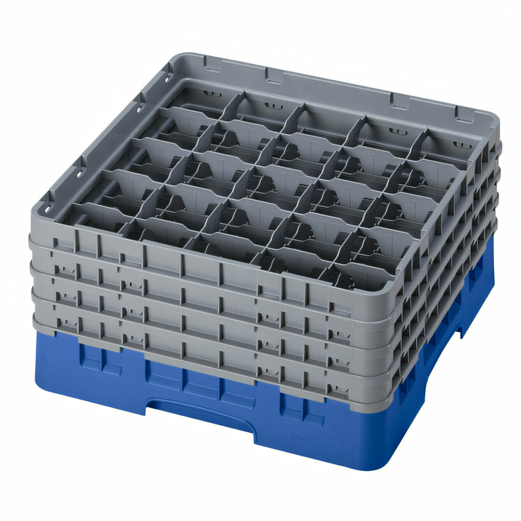 Product image #2 for Cambro Camrack Full-Size 25-Compartment Glass Rack with 4 Soft Gray Extenders, Blue