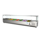 Thumbnail image #1 for Koolmore SCDC-8P-SG 71-Inch Refrigerated Countertop Condiment Prep Station, 8 1/3-Size Pans, Stainless Steel