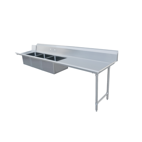 Product image #1 for Straight Soiled Dishtable with 3 Pre-Rinse Sinks, 96 x 30 Inches, Right-to-Left, 304 Stainless Steel