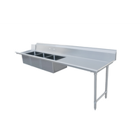 Straight Soiled Dishtable with 3 Pre-Rinse Sinks, 96 x 30 Inches, Right-to-Left, 304 Stainless Steel
