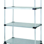 Thumbnail image #1 for Quantum M1836SG46 36 x 18 x 69 Inch Mobile Cart with 4 Solid Galvanized Steel Shelves, Chrome Posts and Casters