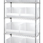 Thumbnail image #1 for Quantum WR5-270CL Bin Wire Shelving System, 42"W x 18"D x 74"H, 5 Shelves, 8 Clear Bins, Chrome, Stationary