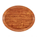Thumbnail image #1 for Cambro Camtray® 2700309 Oval Fiberglass Serving Tray, 22 x 26-7/8 Inches, Java Teak Case of 6