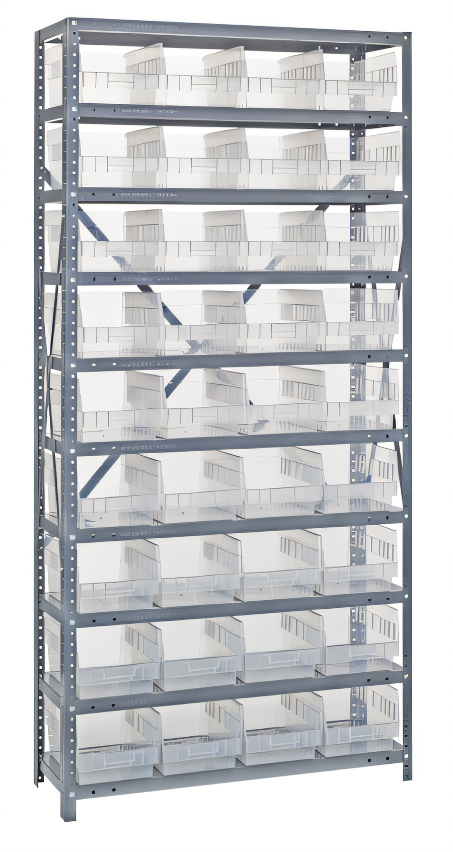 Product image #1 for Quantum Heavy Duty Stationary Wire Shelving Unit with 13 Shelves and 36 Clear Bins, 36"W x 18"D x 75"H