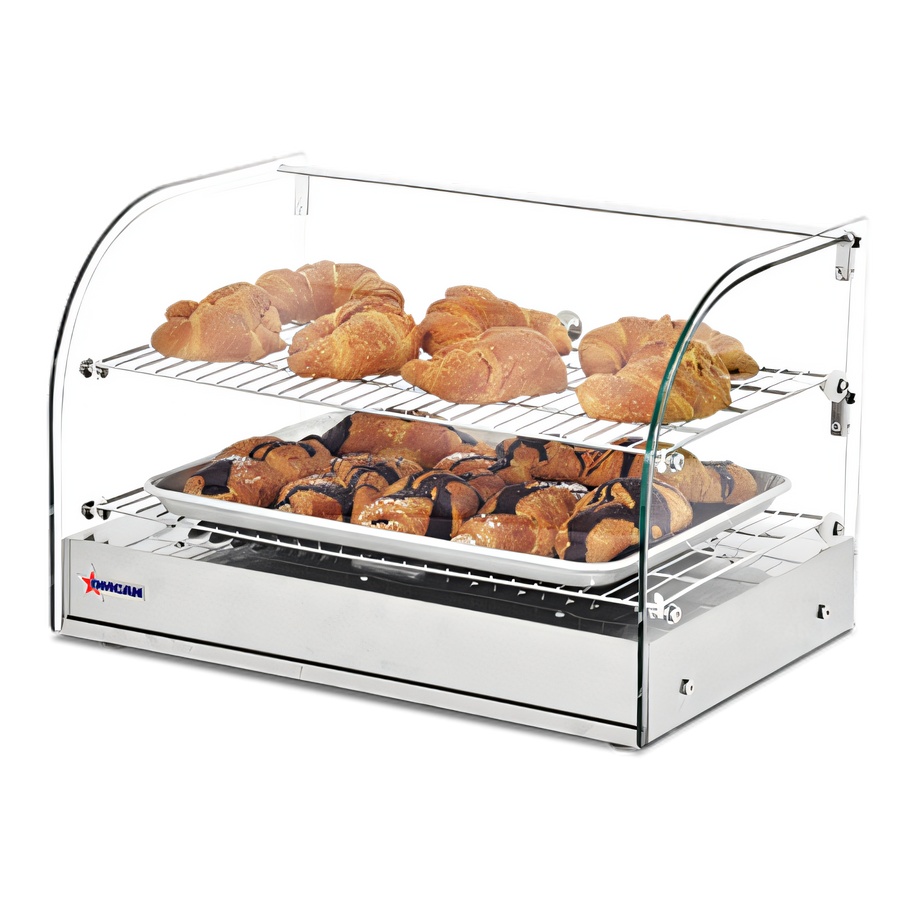 Product image #1 for Omcan Countertop Full-Service Food Warmer Display Case with Curved Glass Front, 45 L