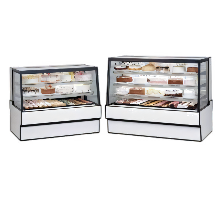 Product image #1 for Full Service Straight Glass Refrigerated Bakery Display Case, 77-1/8"W x 35-5/16"D x 48"H, Self-Contained, 3/4 HP