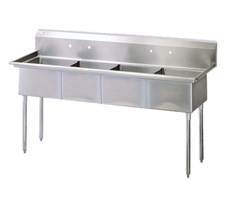 Product image #1 for Turbo Air 4-Compartment Stainless Steel Sink with 18" x 18" Bowls and 11" Backsplash