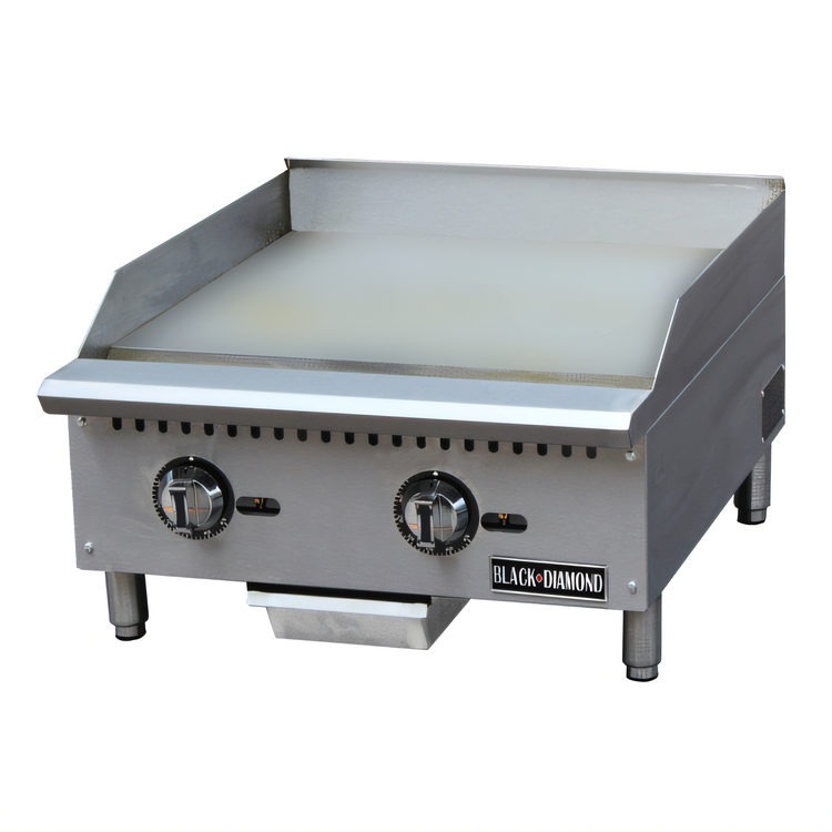 Product image #1 for Black Diamond 24-Inch Countertop Thermostatic Gas Griddle with Smooth Steel Plate, 60,000 BTU, LP Convertible