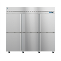 Hoshizaki Steelheart Three-Section Reach-In Refrigerator with Half-Height Solid Doors
