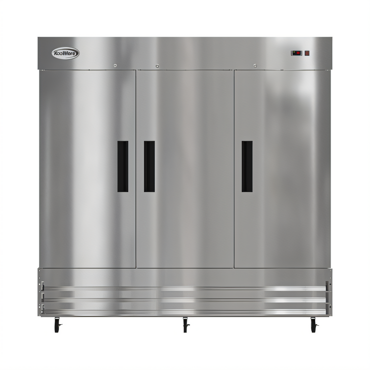 Product image #1 for KoolMore 81-Inch Three-Section Reach-In Refrigerator, 72 Cu. Ft., Bottom-Mount, Stainless Steel
