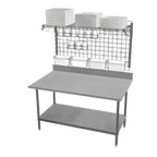 Thumbnail image #1 for Eagle Group TSPP2460Z Heavy-Duty Pizza Prep Work Table, 14-Gauge Stainless Steel, 60W x 24D, Overshelf and Wall Grid