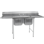 Thumbnail image #1 for Eagle Group 314-16-2-X 41-Inch 2-Compartment 304 Stainless Steel Floor Sink with 9-1/2-Inch Backsplash and Galvanized Legs