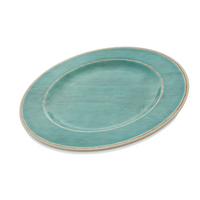 Grove 11-Inch Aqua Round Wide Rim Melamine Dinner Plate