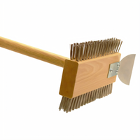 Omcan Classic Double-Sided Broiler Brush with 30-Inch Handle and Vertical Scraper
