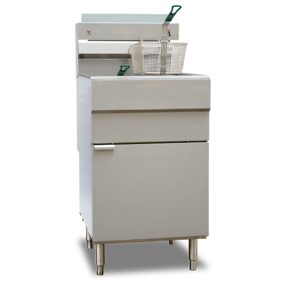 Product image #1 for Omcan USA Natural Gas Floor Fryer with 70 lb. Oil Capacity, 5-Tube Burners, 21-Inch Wide, 150,000 BTU