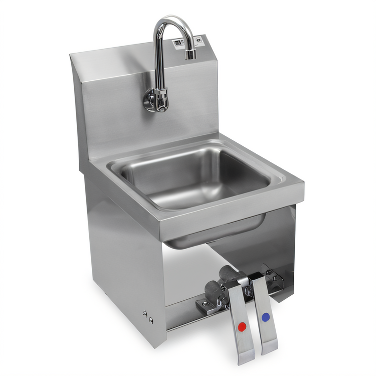Product image #1 for John Boos Pro-Bowl Wall-Mount Hands-Free Hand Wash Sink with 9 x 9 x 5-Inch Bowl, Double Knee Valves, and Faucet Included