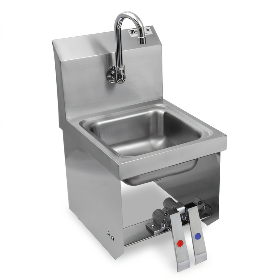 Product image #1 for John Boos Pro-Bowl Wall-Mount Hands-Free Hand Wash Sink with 9 x 9 x 5-Inch Bowl, Double Knee Valves, and Faucet Included