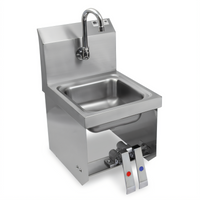 John Boos Pro-Bowl Wall-Mount Hands-Free Hand Wash Sink with 9 x 9 x 5-Inch Bowl, Double Knee Valves, and Faucet Included