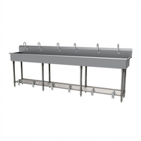 Advance Tabco 6-Station Freestanding Multiwash Hand Sink with Toe-Push Valves and Gooseneck Spouts