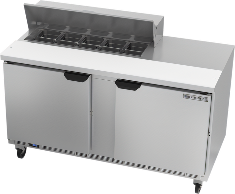 Product image #1 for Beverage-Air SPE60HC-10 Two-Section Sandwich Prep Table Refrigerator, 60-Inch Wide, 10-Pan Top