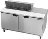 Beverage-Air SPE60HC-10 Two-Section Sandwich Prep Table Refrigerator, 60-Inch Wide, 10-Pan Top